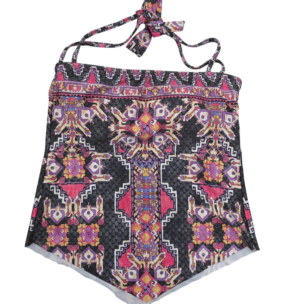 Becca by Rebecca Virtue Tankini Top Womens S Boho Ethnic Print Swimwear Cropped